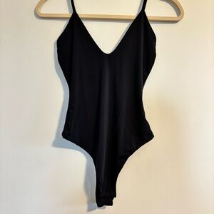 White Fox Boutique Black Plunge Neckline Bodysuit